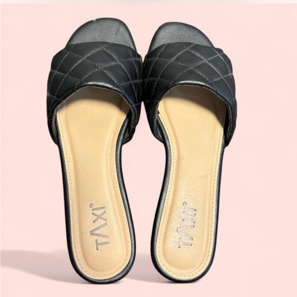 Taxi Women's Black Quilted Slide Sandals - Picture 1 of 3
